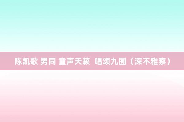 陈凯歌 男同 童声天籁  唱颂九囿（深不雅察）