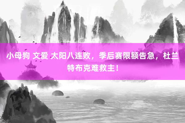 小母狗 文爱 太阳八连败，季后赛限额告急，杜兰特布克难救主！