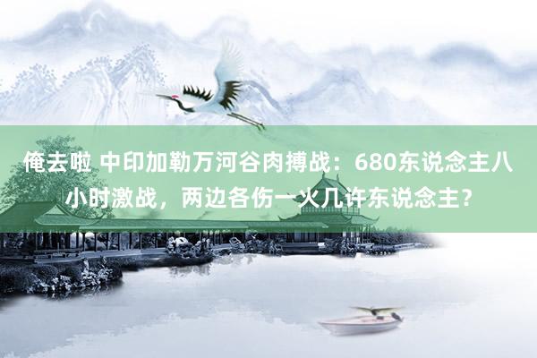 俺去啦 中印加勒万河谷肉搏战：680东说念主八小时激战，两边各伤一火几许东说念主？